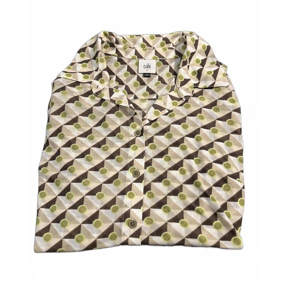 Cabi Medium Geometric Pattern Button-Up Blouse, S… - image 7
